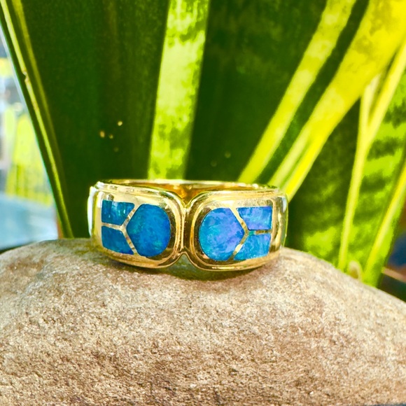 14k Elegant Opal Inlay Ring - Picture 8 of 8